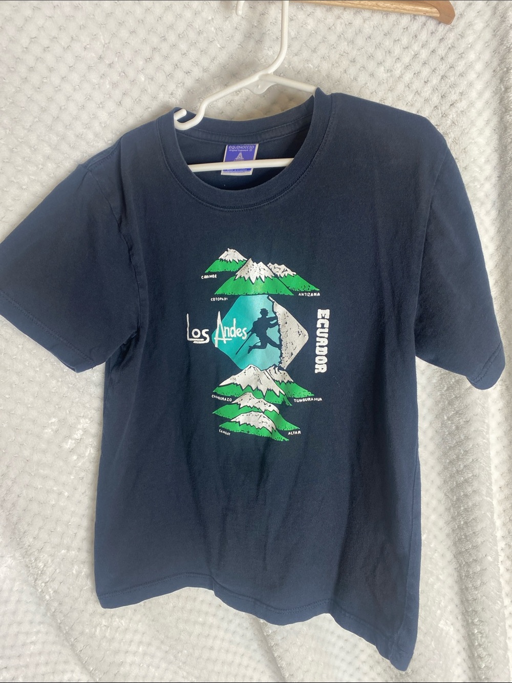 Kids Navy Los Andes Ecuador Graphic Tee T shirt Mountain Climber Design